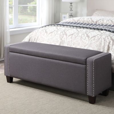 Pulaski Jackson Upholstered Bed Storage Bench in Dark Grey ...