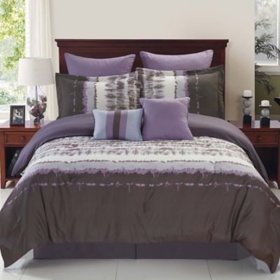 Hudson Reversible Comforter Set in Purple/Grey - Bed Bath