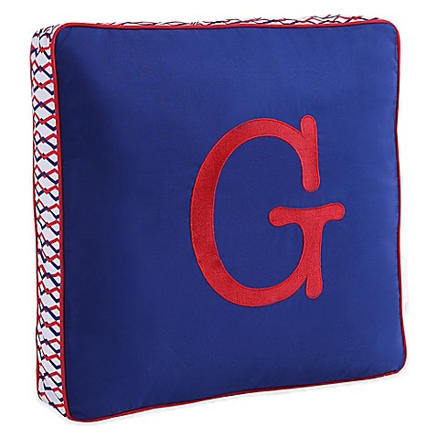 Buy Letter Square Throw Pillow in Blue from Bed Bath & Beyond