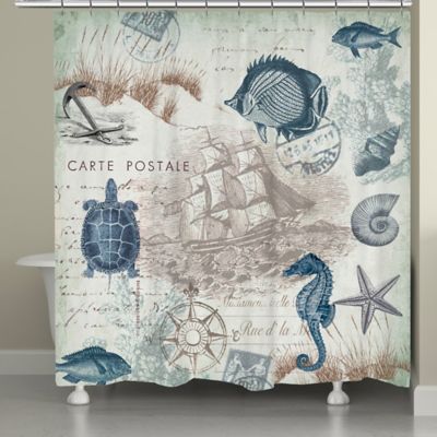 Laural Home® Seaside Postcard Shower Curtain - Bed Bath & Beyond