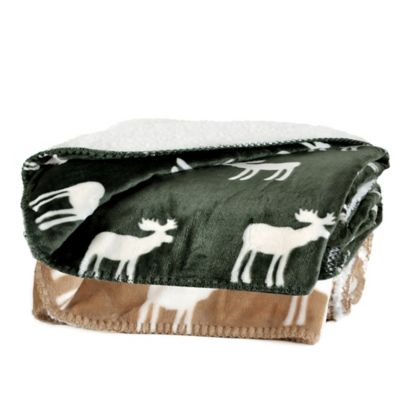 Reversible Plush Nordic Moose Throw Blanket - Bed Bath & Beyond