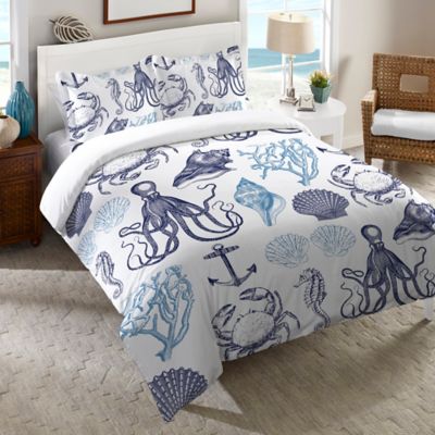 Laural Home® Navy Coastal Creatures Duvet Cover in Blue - www ...