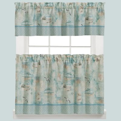 High Tide Kitchen Window Curtain Tier Pair and Valance - Bed Bath & Beyond