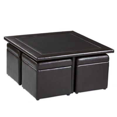 Southern Enterprises Broderick 5Piece Storage Cube Table and Ottoman Set in Dark Chocolate 