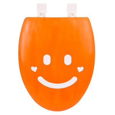 Buy Happy Seat Elongated Soft-Padded Smile Toilet Seat in Orange/White ...