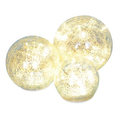 LED Crackle Glass Spheres (Set of 3) - Bed Bath & Beyond