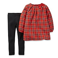 Carter's® 2-Piece Sparkly Plaid Long Sleeve Top and Pant Set in Red ...