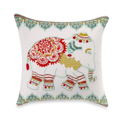 Anthology™ Willa Elephant Square Throw Pillow in Coral - Bed Bath & Beyond