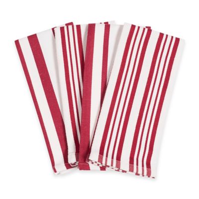Candy Cane Striped Kitchen Towels in Red/White (Set of 4) - Bed Bath