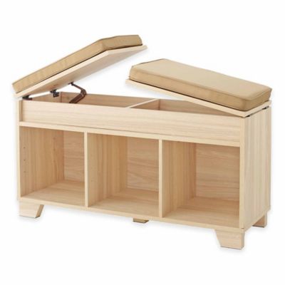 Real Simple® 3-Cube Split-Top Storage Bench in Natural - Bed Bath 