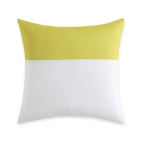 Vince Camuto Basel Sheer Overlay Square Throw Pillow in White/Yellow - Bed Bath & Beyond