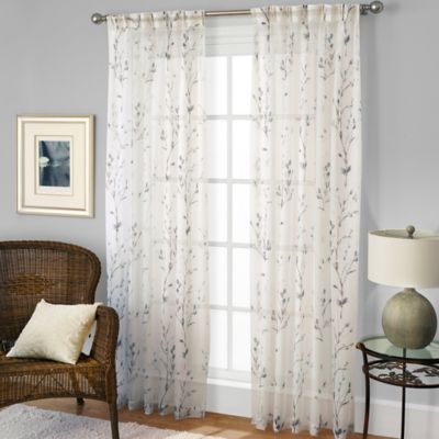 Buy Pinch Pleated Curtains from Bed Bath & Beyond - Willow Print Pinch Pleat 63-Inch Sheer Window Curtain Panel