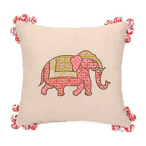 Jessica Simpson Amrita Medallion Elephant Square Throw Pillow in Coral - Bed Bath & Beyond