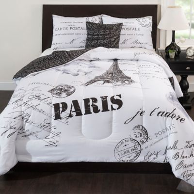 Paris Reversible Comforter Set in Black/White - Bed Bath & Beyond