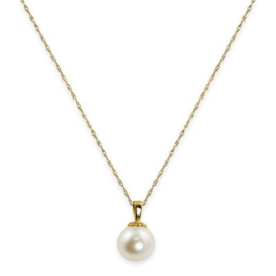 14K Yellow Gold-Plated Akoya Freshwater Cultured Pearl 18-Inch Chain ...