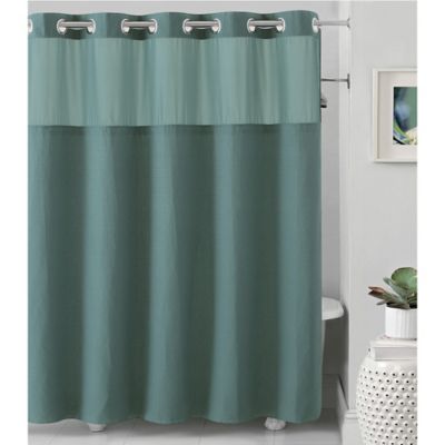 Buy Hookless® Waffle 71-Inch x 74-Inch Fabric Shower Curtain in Teal ...