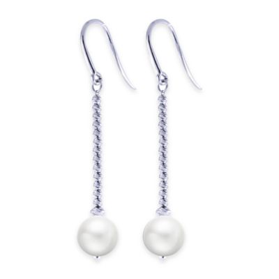 Sterling Silver Freshwater Cultured Pearl and Brilliance Bead Drop ...