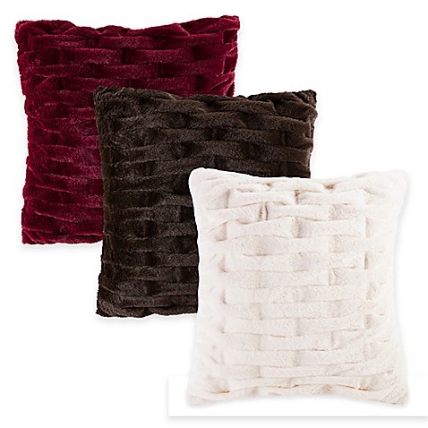 Madison Park Ruched Faux-Fur Square Throw Pillow - Bed Bath & Beyond