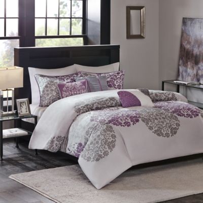 Madison Park Sydney Duvet Cover Set in Purple - Bed Bath ...