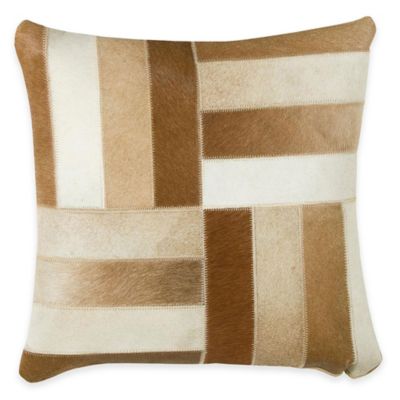 Rizzy Home Hide Leather Square Throw Pillow in Brown - Bed Bath & Beyond