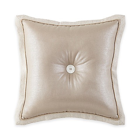 Waterford Linens Genevieve Button Square Throw Pillow in Taupe - Bed Bath & Beyond