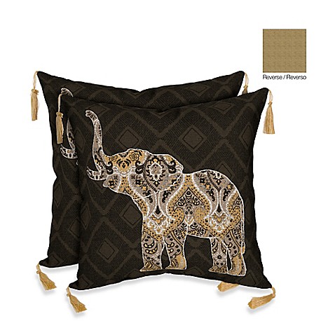 Bombay Casablanca Elephant/Kenya Outdoor Throw Pillow in Brown - Bed Bath & Beyond