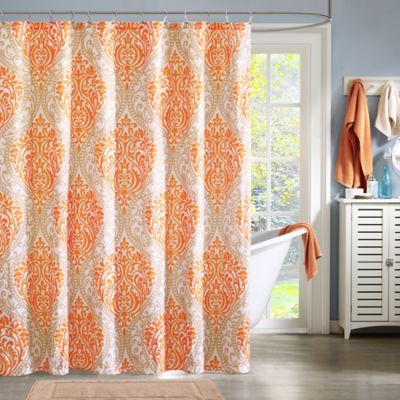 Buy Intelligent Design Senna Shower Curtain in Orange from Bed Bath ...