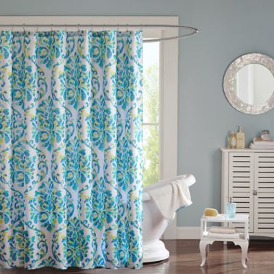 Intelligent Design Ari Shower Curtain in Aqua - Bed Bath & Beyond