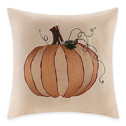 Madison Park Pumpkin Embroidered Square Throw Pillow - Bed Bath & Beyond