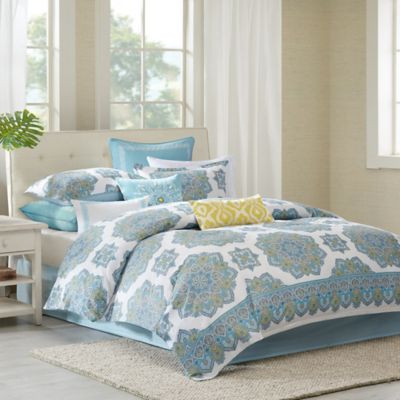 Echo Design™ Indira Reversible Duvet Cover Set in Aqua - Bed Bath & Beyond