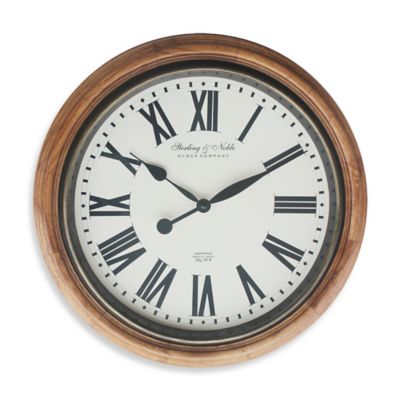 Sterling & Noble Roman Numeral Wall Clock in Brown - Bed Bath & Beyond