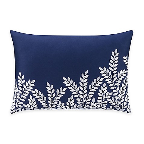 Bridge Street Willow Embroidered Oblong Throw Pillow in Blue - Bed Bath & Beyond