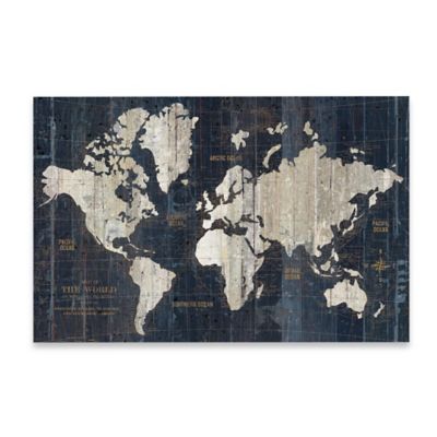 Map Of The World Decor Old World Map Wall Art in Blue