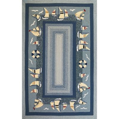 Kas Rugs Chevron Multi/Blue 6 ft. 9 in. x 9 ft. 6 in. All-Weather ...