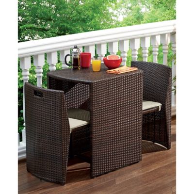 outdoor dining wicker piece sets balcony patio furniture bronze bistro steel rattan finish table space breakfast tiny apartment garden bedbathandbeyond