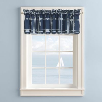 Buy Knot Plaid Valance in Blue/White from Bed Bath & Beyond