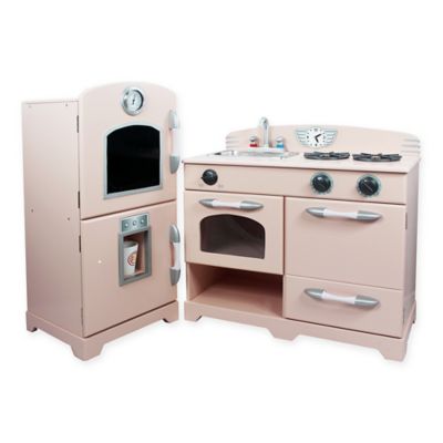 Teamson Kids 2 Piece Wooden Play Kitchen  Set  in Pink  