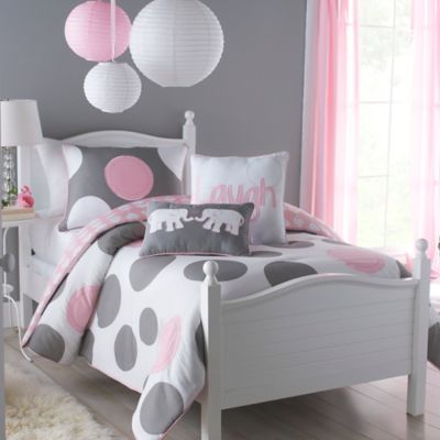 VCNY Pink Parade Reversible Comforter Set in Pink/Grey - Bed Bath & Beyond