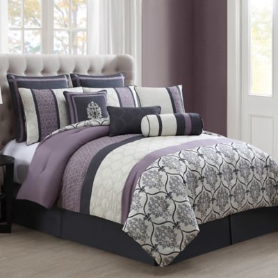 Darla 10-Piece Comforter Set in Purple/Grey - Bed Bath ...