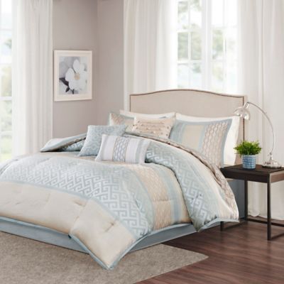 madison park bennett 7 piece comforter set aqu