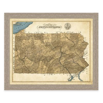 Map of Pennsylvania Framed Print - BedBathandBeyond.com