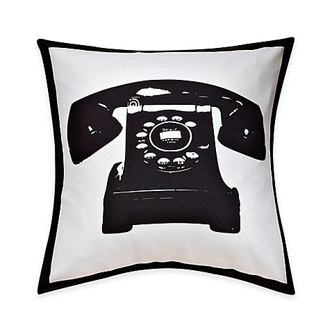 Telephone Print Throw Pillow in Black/White - Bed Bath & Beyond