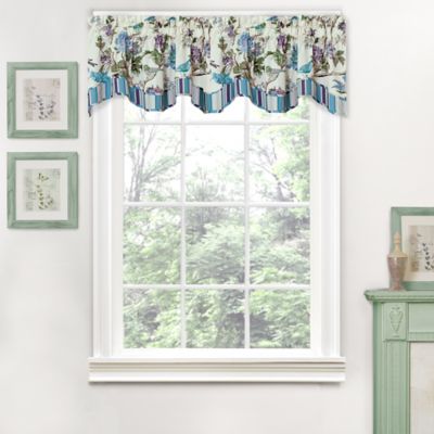 Waverly® Charleston Chirp Larkspur Scalloped Window Valance - Bed Bath ...