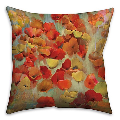 Floral Square Throw Pillow in Red/Yellow - Bed Bath & Beyond