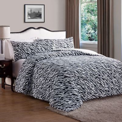 Buy VCNY Animal Faux Fur King Comforter in Black from Bed Bath & Beyond