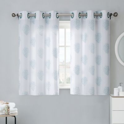 Coral Reef 38-Inch Bath Window Curtain Tier Pair in Grey ...