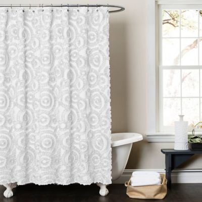 Lush D cor Keila Shower  Curtain  in White  Bed Bath  Beyond