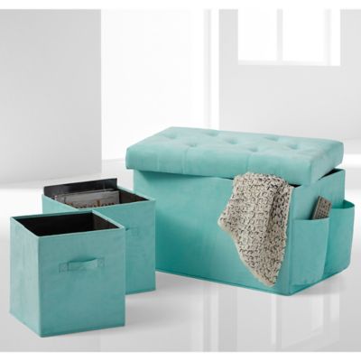 24-Inch Folding Storage Ottoman with Two Folding    Storage 