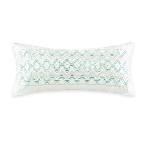 Echo Design Kalea Embroidered Oblong Throw Pillow in White - Bed Bath & Beyond