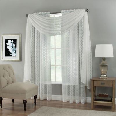 Creston Rod Pocket Sheer Window Curtain Panel and Scarf Valance - Bed ...